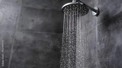 Modern Black and White Shower Head with Water Flowing