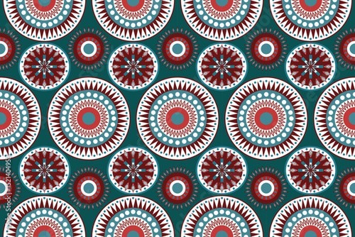 This ethnic pattern uses cool tones to evoke peace and simplicity. While minimal in color, it retains cultural charm, making it a modern ethnic pattern that blends tradition a