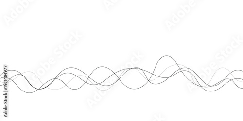 Technology abstract lines on white background. Undulate Grey Wave Swirl, frequency sound wave, twisted curve lines with blend effect	