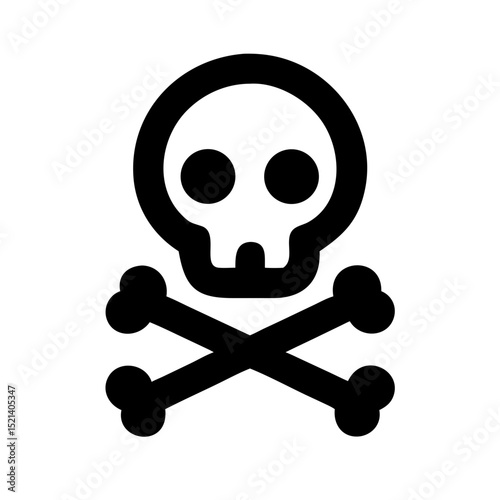Flat Vector Skull and Crossbones Icon | Death Symbol | Game UI, App Button, Danger Warning
