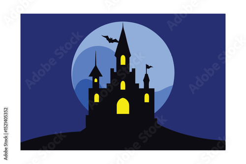 vector illustration of a halloween castle