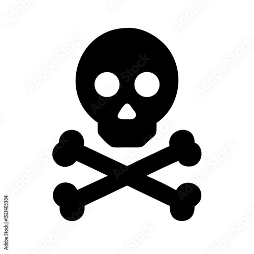 Flat Vector Skull and Crossbones Icon | Death Symbol | Game UI, App Button, Danger Warning
