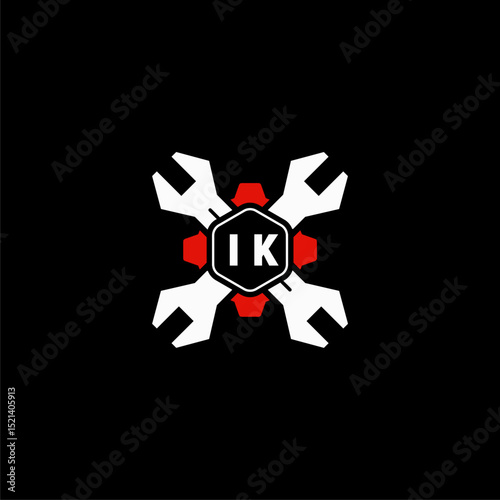 IK Initials Vektor Stok Otomotif Logo Design