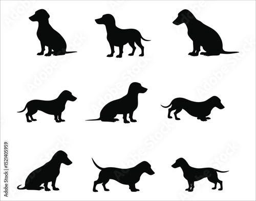 Black Dachshund Vector Silhouettes
