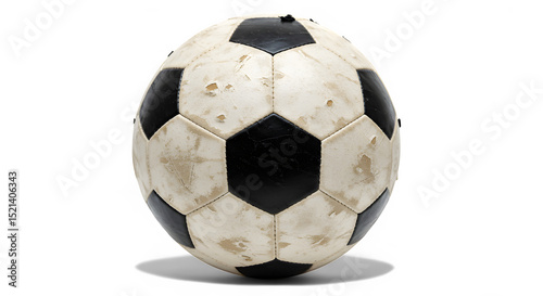 Worn and Weathered Soccer Ball Showing Signs of Extensive Use and Age.