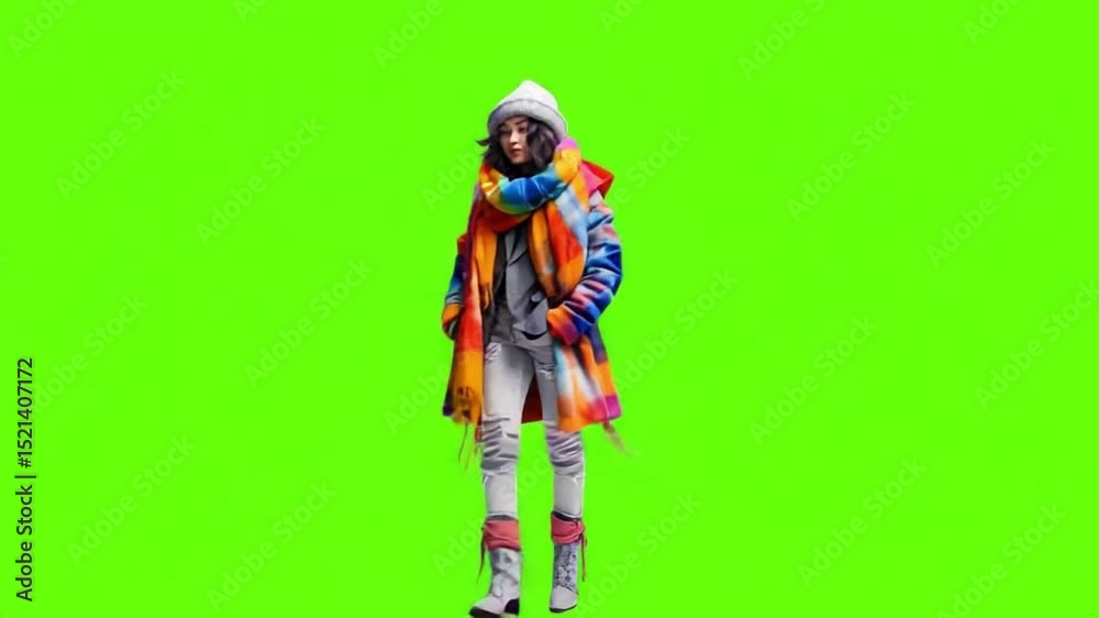 Fashion Forward in Vibrant Layers: A stylish individual stands poised, clad in a striking ensemble of colorful clothing, a testament to personal expression and modern style.