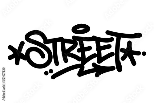 Vector graffiti tag of “Street” in solid black. Clean and bold lettering with urban vibes. Perfect for modern street art, city culture projects, hip hop themes, and digital vector artwork.
