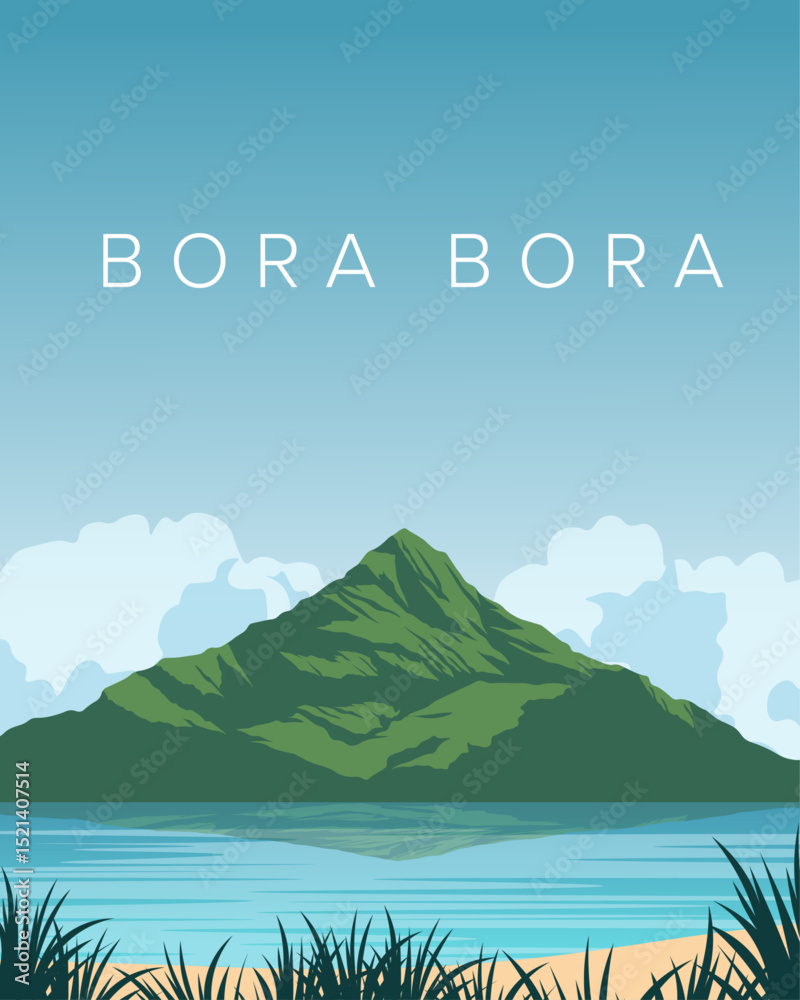 Naklejka premium Bora Bora postcard, poster, banner