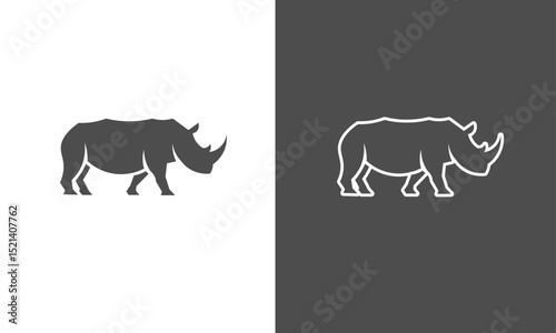 Rhino Silhouette – Minimalist Vector Icon in Inverted Colors