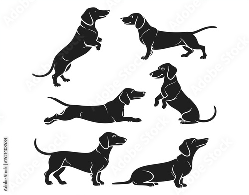 Dachshund Outline and Solid Set