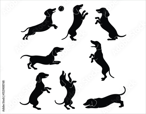 Dynamic Dachshund Silhouette Collection for Kids Design