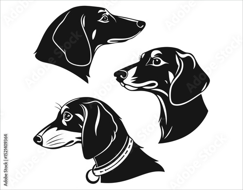 Dachshund Head Bundle in Black Silhouette