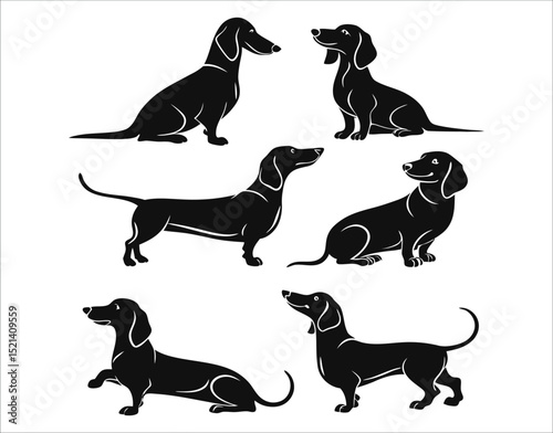 Smooth Dachshund Silhouettes for Graphic Designers