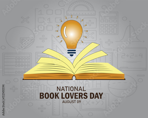 National Book Lovers Day vector. Open book , book icon. Book Lovers Day Poster, August 9. 