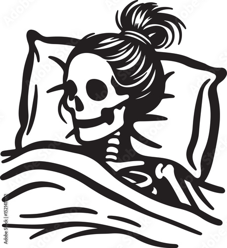 Autumn Vibes with Skeleton Girls – Minimalist Warm Drink Art
