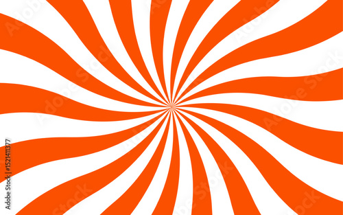 Abstract vivid, radial spiral burst pattern with red and white curved rays. Dynamic and symmetrical, using bold movement and energy. Retro, psychedelic feel reminiscent of vintage pop art.