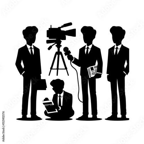 set of News reporter silhouette, News reporter silhouette