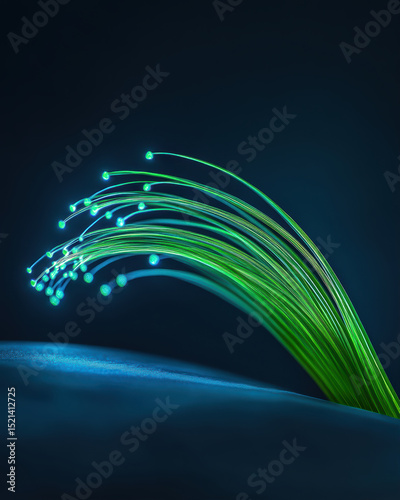Captivating green plant stem against dark background