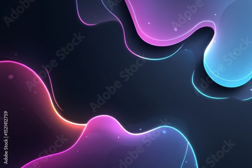 Abstract neon shapes with glowing edges and dynamic forms.