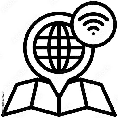 Wireless network icon for digital nomad, website, application, printing, document, poster design, etc