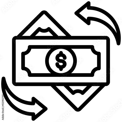 Currency exchange icon for digital nomad, website, application, printing, document, poster design, etc