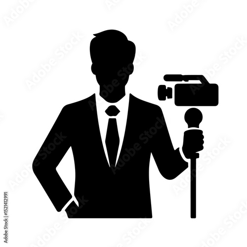 News reporter silhouette