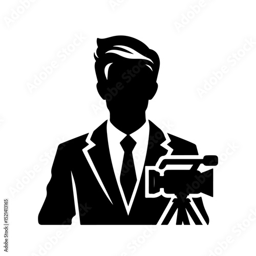 News reporter silhouette