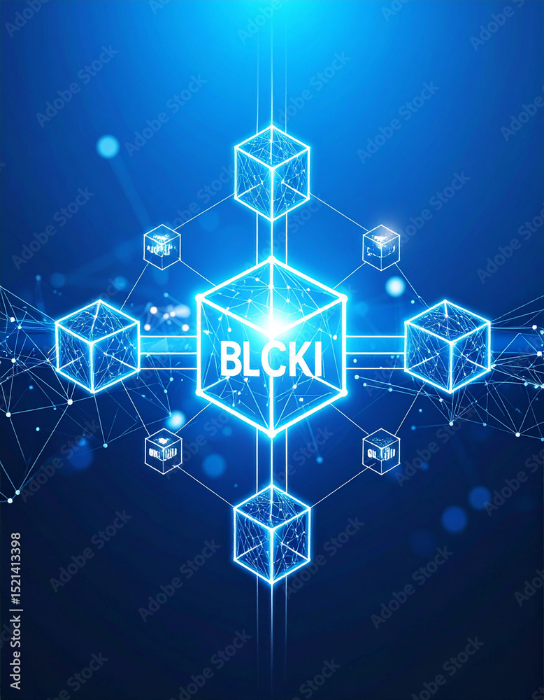 Naklejka premium Blockchain icon, Generated image