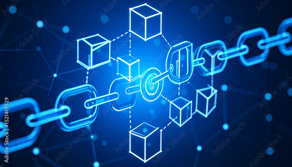Fototapeta premium Blockchain icon, Generated image