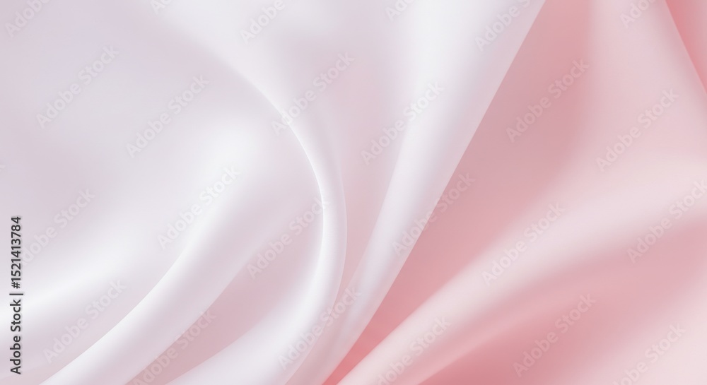 Obraz premium Soft Pink and White Silk Fabric Drape - Elegant close-up of pink and white silk fabric, showcasing its smooth texture and subtle draping. Perfect for fashion, beauty, or design projects