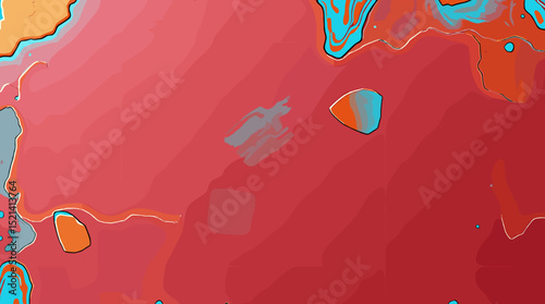 Abstract textured surface with vibrant red and blue patterns
