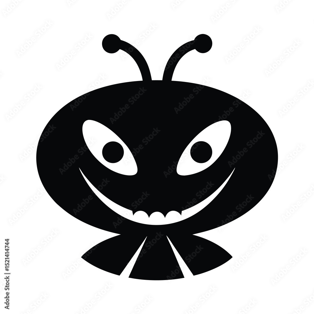 Fototapeta premium Spooky Cartoon Alien Face Simple
