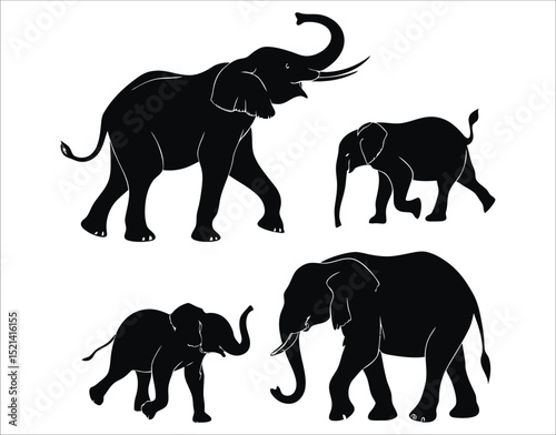 Elegant Elephant Silhouettes Pack