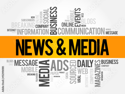 News and Media word cloud collage, social concept background