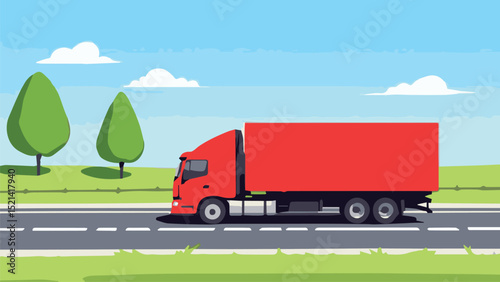 red truck on the highway