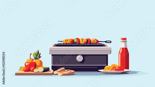 BBQ Grill with Burgers – Outdoor Cooking Concept
