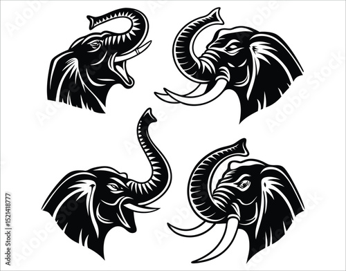 Intense Elephant Head Vector Clipart
