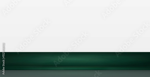 Green table top on white panoramic background, promotional web template - Vector illustration