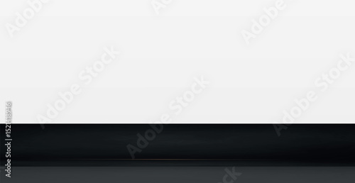 Black stone table top on white panoramic background, promotional web template - Vector illustration