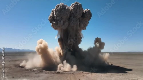 Nuclear Explosion with Mushroom Cloud and Shockwave 
