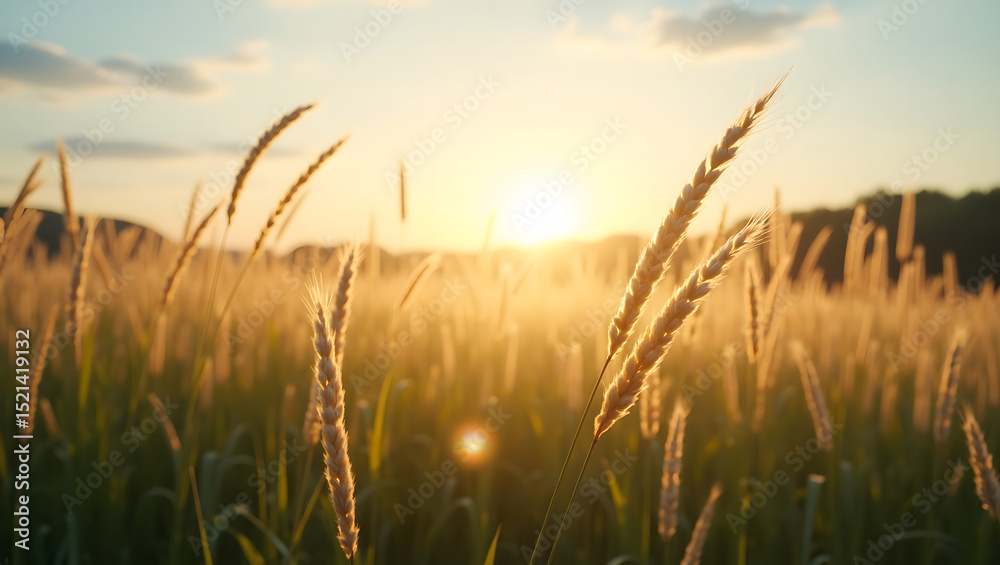 wheat field at sunset