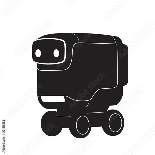 Robotic delivery vehicle with round wheels and friendly design, concept of Technologies of the future  