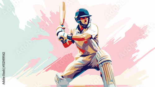 Cricket Motion Art – Player Ready to Swing
