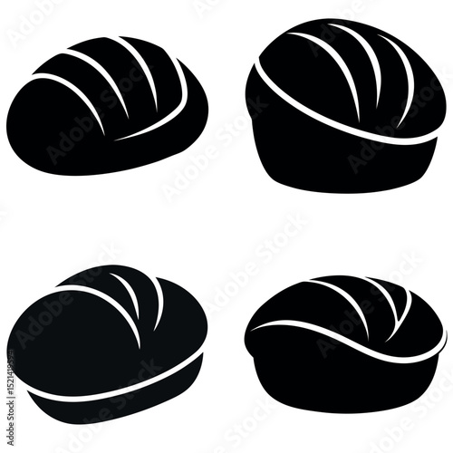 Black and White Featuring Four Loaves of Bread, Simple and Clean Design