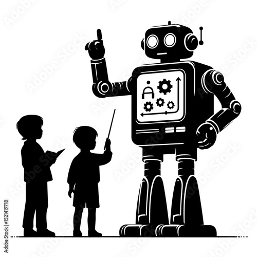 Robot teaching children about future technologies in a learning environment