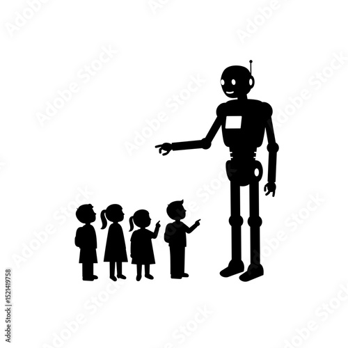 Robot teaching children about future technologies in a classroom setting  