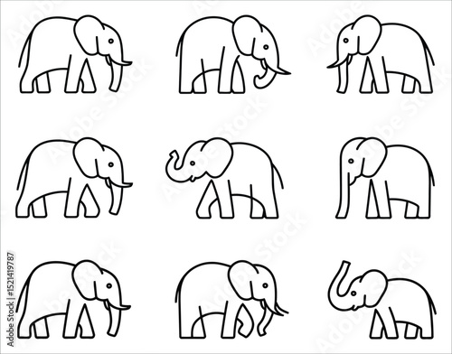 Professional Elephant Line Art Icons