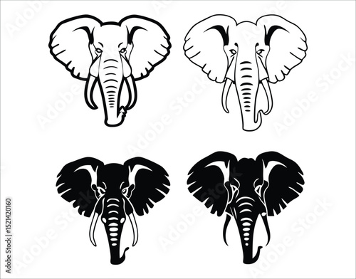 Sharp-Edged Elephant Silhouette Icons