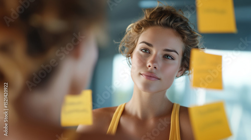 Exploring the Psychological Effects of Daily Affirmations: Can Visual Cues Rewire the Mind for Positivity? ÐÐ¿Ð¸ÑÐ°Ð½Ð¸Ðµ: A study room with sticky notes on a mirror, each carrying posit