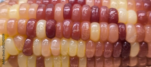 Purple and yellow corn seeds. Natural food.